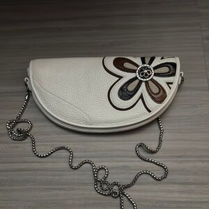 White Floral Chain Clutch